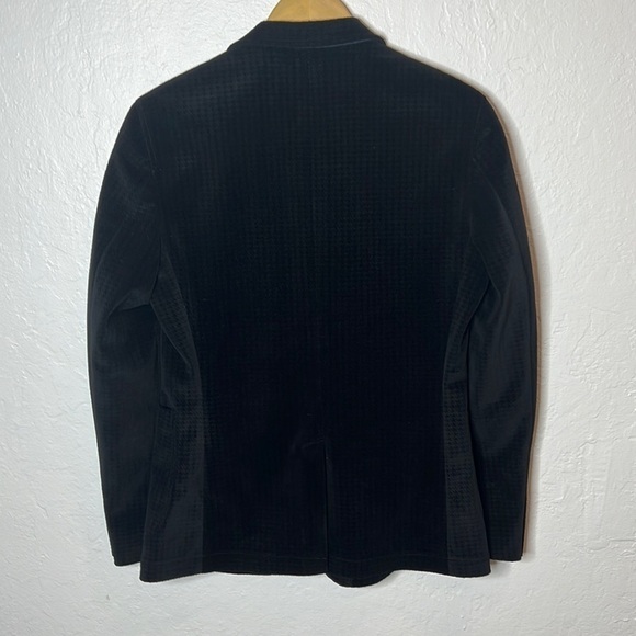 Nick Graham Black Herringbone Print Velvet Blazer 38R - Picture 2 of 8
